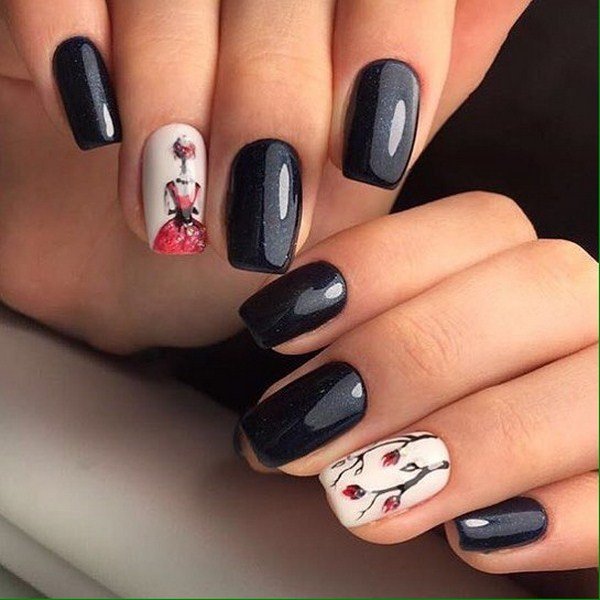 Черно-белый маникюр 2026: модные идеи на фото