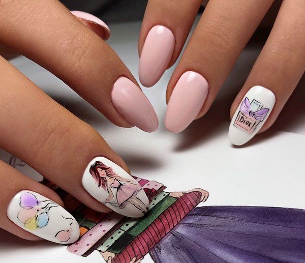 Модные ногти с надписями2026: топовые идеи