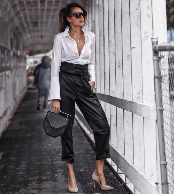 Лучшие образы с кожаными брюками 2026 – стильные фасоны
