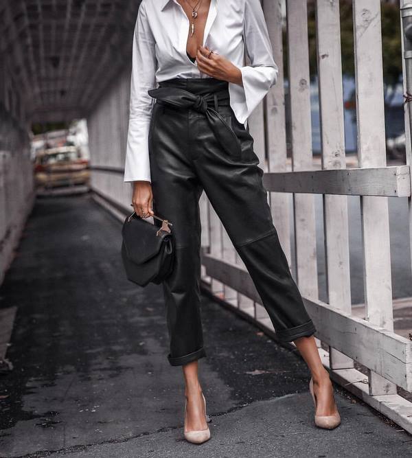 Лучшие образы с кожаными брюками 2026 – стильные фасоны