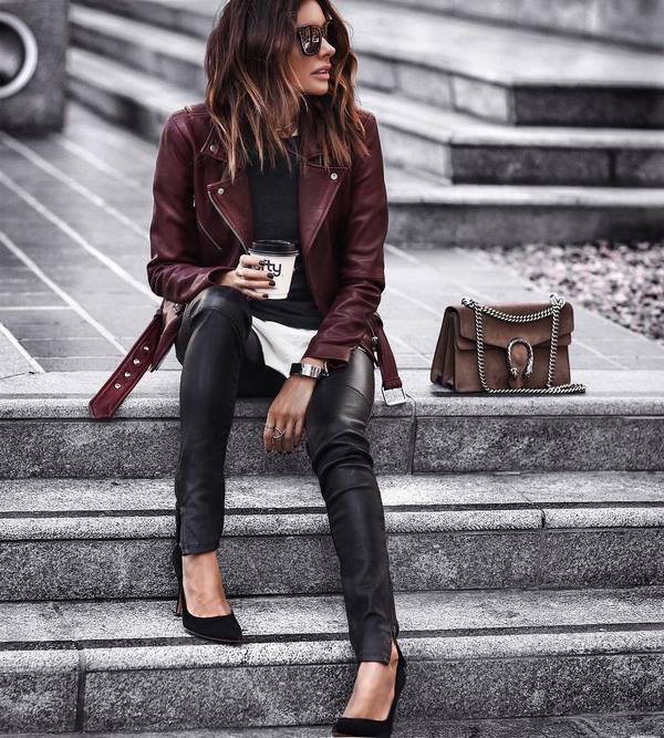 Лучшие образы с кожаными брюками 2026 – стильные фасоны