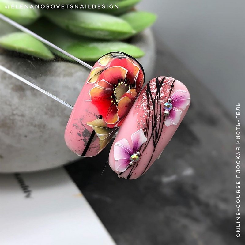 Цветочный маникюр 2026: фото, идеи маникюра с цветами