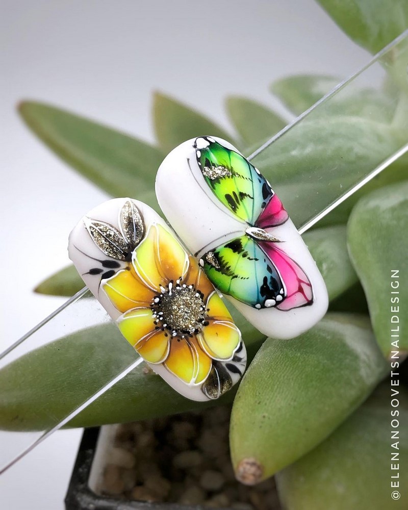 Цветочный маникюр 2026: фото, идеи маникюра с цветами