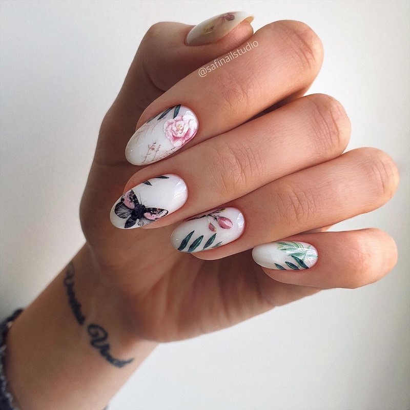 Цветочный маникюр 2026: фото, идеи маникюра с цветами