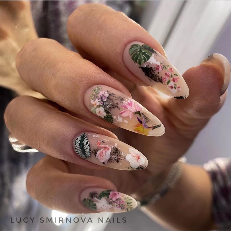 Цветочный маникюр 2026: фото, идеи маникюра с цветами