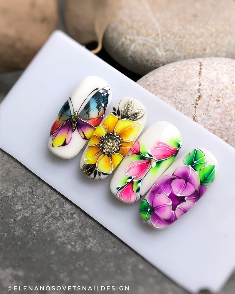 Цветочный маникюр 2026: фото, идеи маникюра с цветами