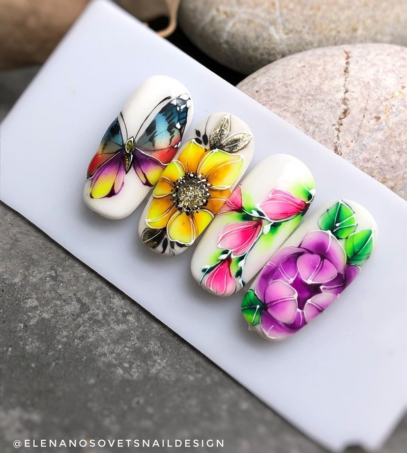 Цветочный маникюр 2026: фото, идеи маникюра с цветами