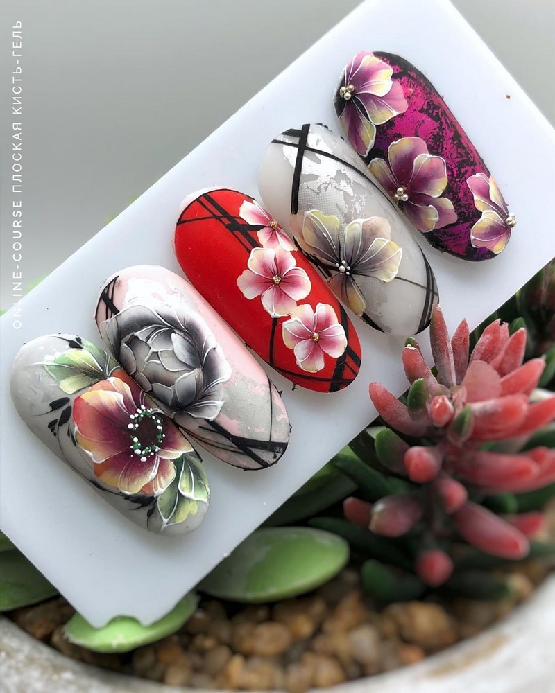 Цветочный маникюр 2026: фото, идеи маникюра с цветами